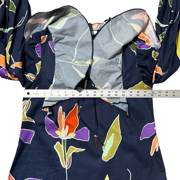 CROSBY By Mollie Burch Grady Top in Blue Lily sz XS Cotton Long Sleeve Ruffles - Picture 7 of 10